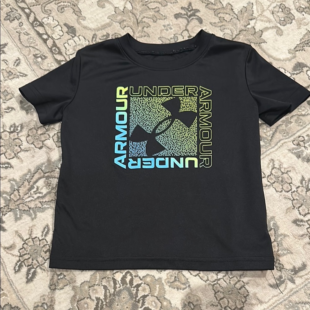 Under Armour Kids Black Tee with Neon Graphic